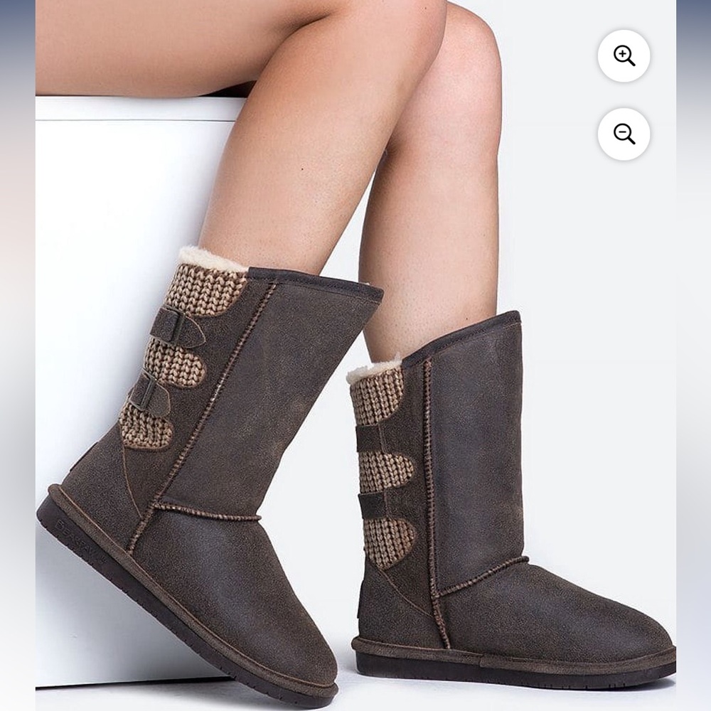 BearPaw Chestnut Distressed Women's Boots with Knit Accents🔥🔥